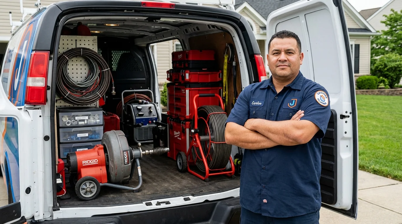 Professional drain cleaning equipment and Johns Plumbing LLC plumber in Ocean Park