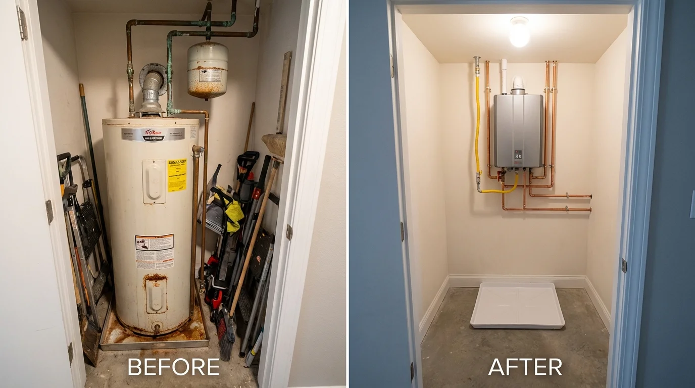 Tank water heater versus wall-mounted tankless unit comparison for Ocean Park, WA homeowners